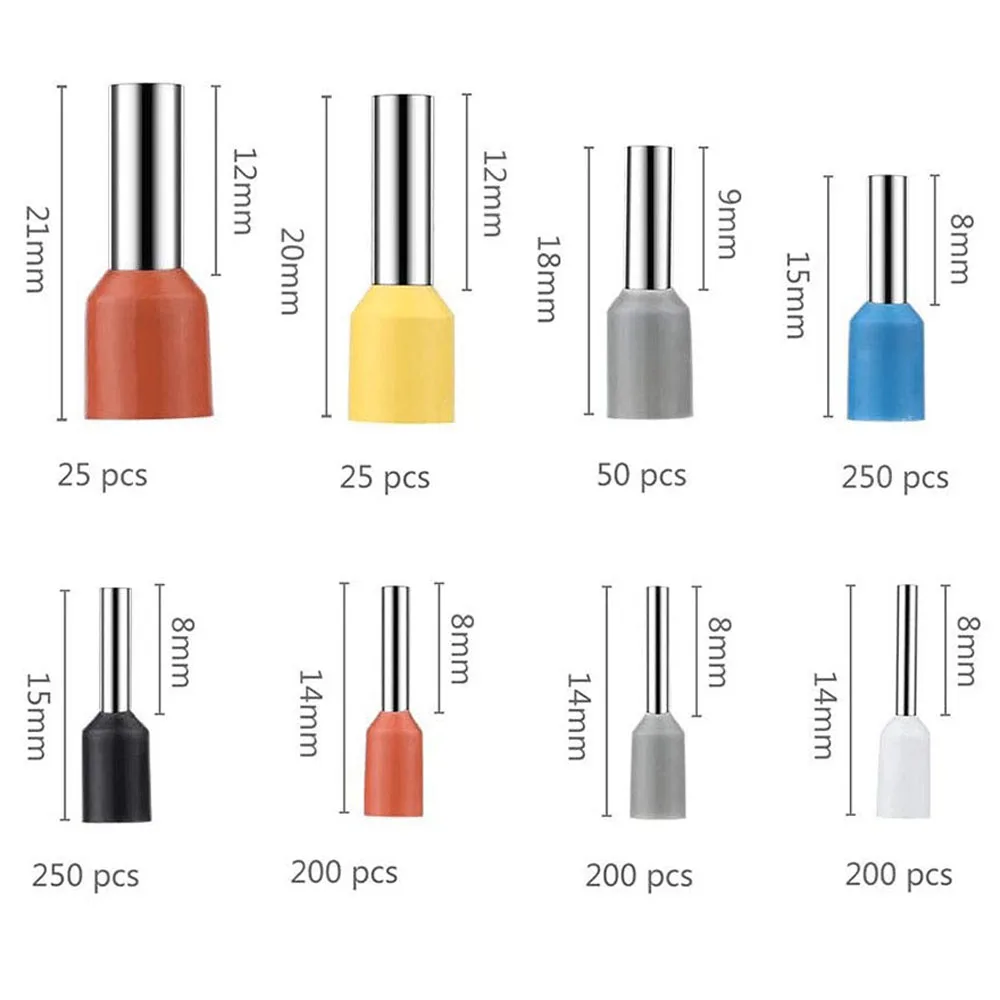 1200PCS Wire Ferrules Kit 23-7AWG 8 Sizes Wire Ferrule Terminals Connector Kit Insulated Cord Pin End Terminal