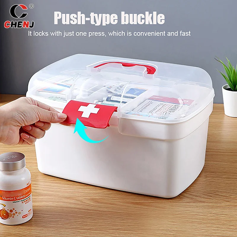 

1 Pcs Portable Medicine Storage Box Large Capacity Medicine Kit Family Hand First Aid Chest Simple Travel Emergency Box