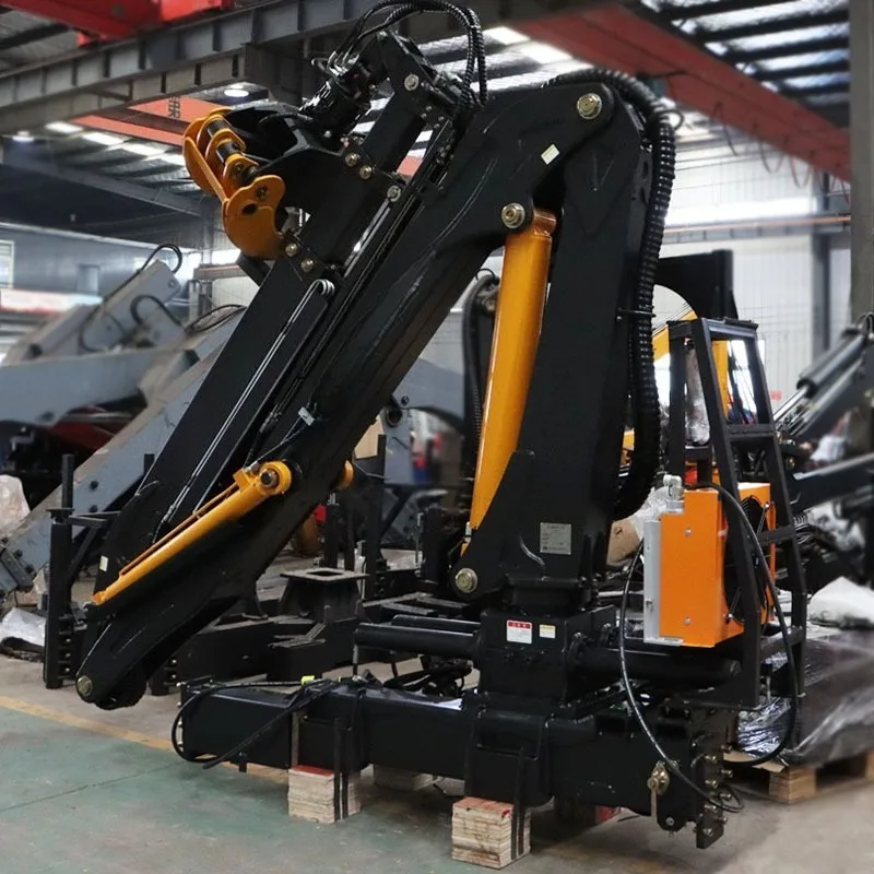 Small folding arm grabbing wood crane 360 degree rotating garden grabbing grass grabbing steel machine 6 tons hydraulic