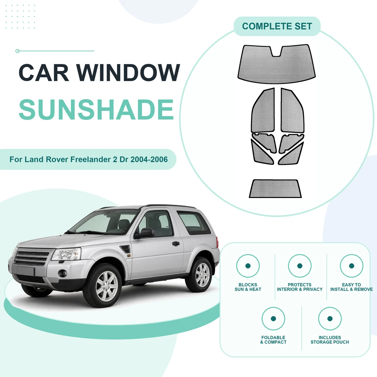 For Land Rover Freelander 2 Dr 2004-2006 Custom Full Set Window Sunshades Aluminum Foil Suction Cup Anti UV Privacy