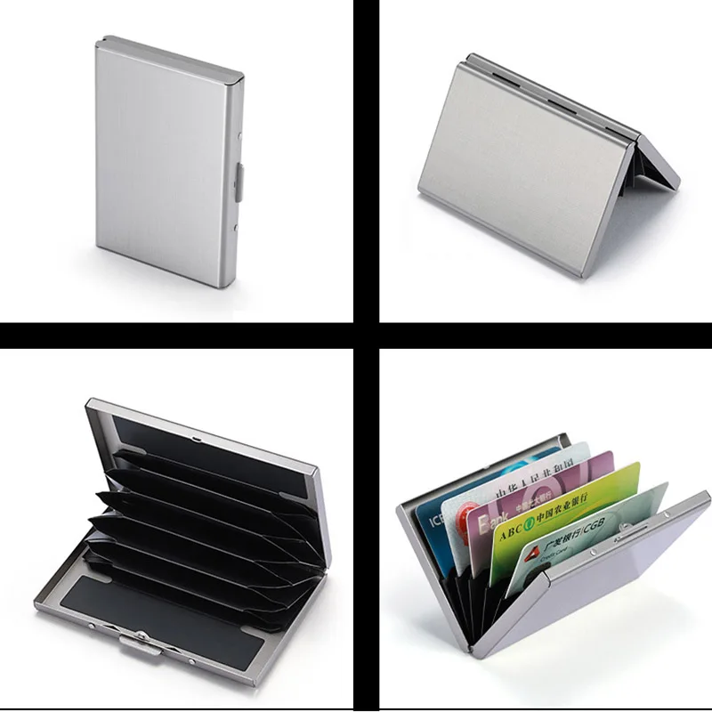 6/10 Card Slots Storage Box Driver License Storage Card Holder Stainless Steel Anti-Theft Brush bank Credit Card Metal Card Bag