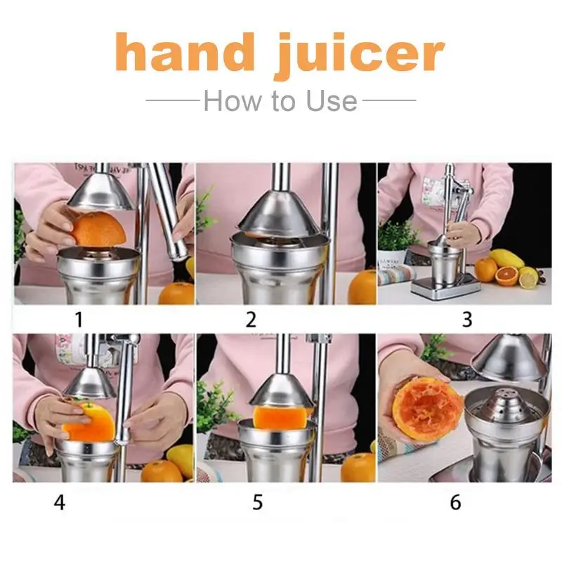 Professional Hand Press Juicer Machine Citrus Juicer Hand Press Citrus Squeezer Machine Stainless Steel Lemon Juicer