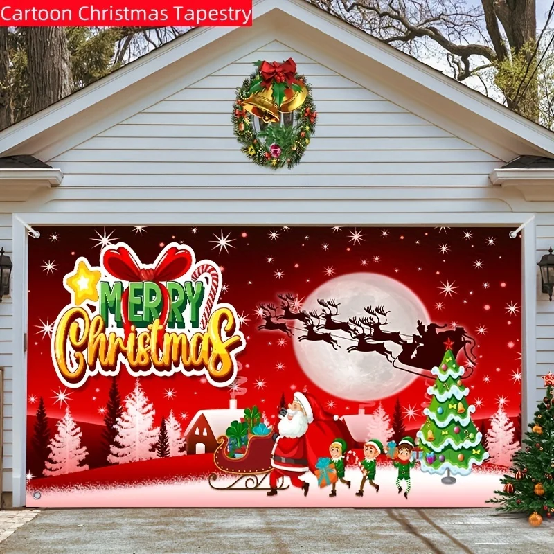 لتزيين باب المرآب خلفية قماشية لحفلات عيد الميلاد وترتيب مستلزمات مطابقة #1