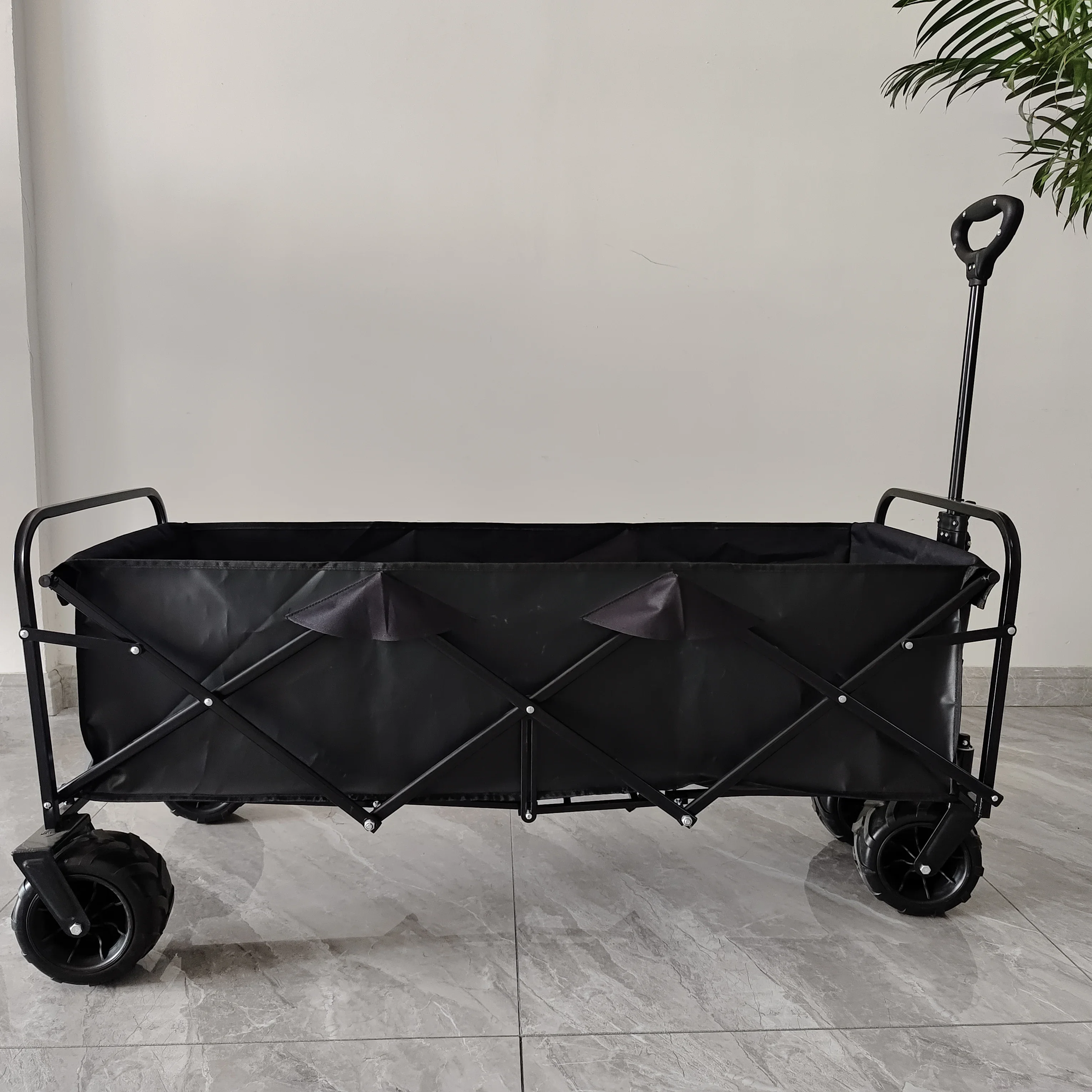 Large Capacity Folding Wagon Extended Collapsible Folding Wagon Terrain Outdoor Beach Utility Wagon Cart