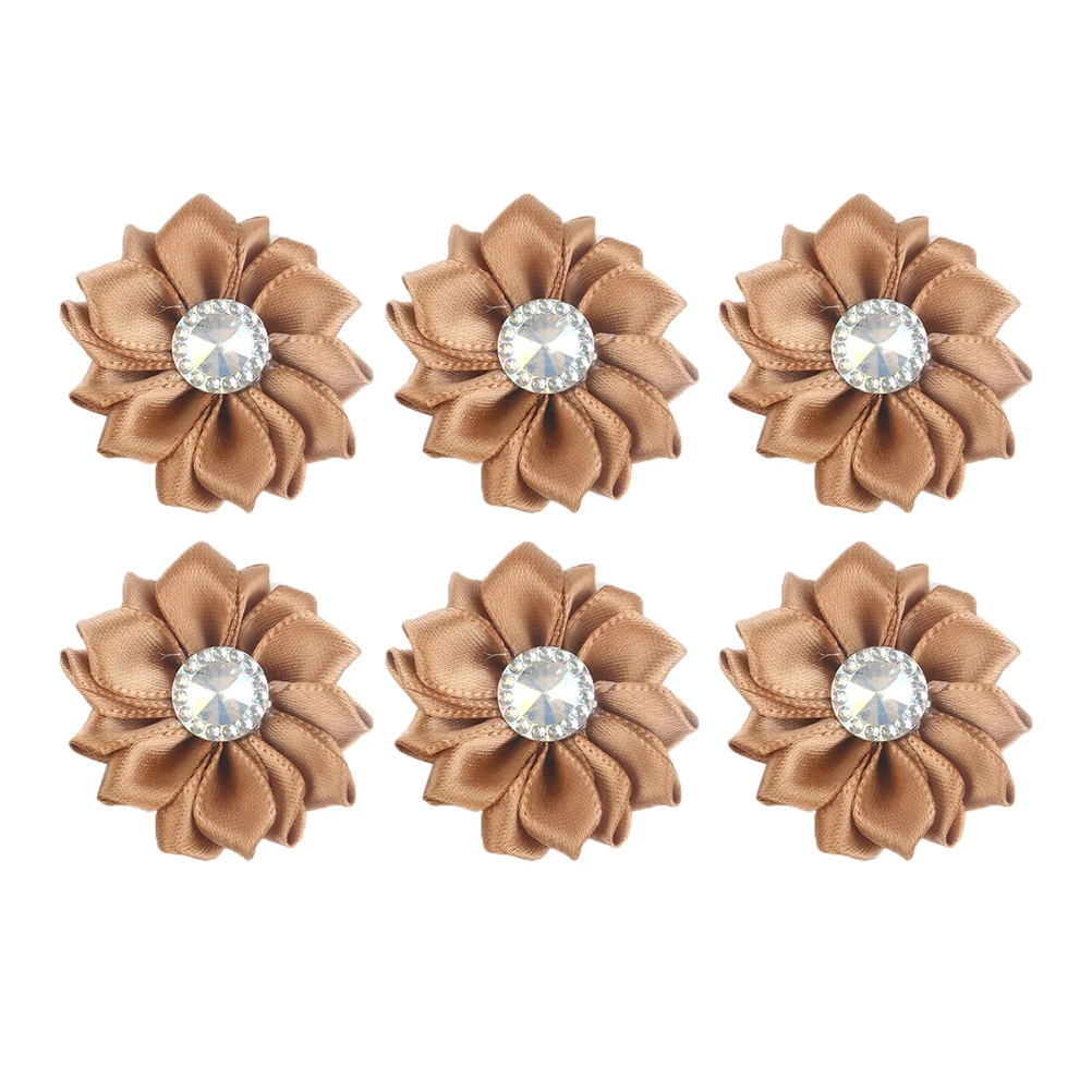 

20pcs Diy Chiffon Flowers Rhinestone Decor Headwear Accessories Cloth Clip Bobby Pin Decorations Purple Handmade