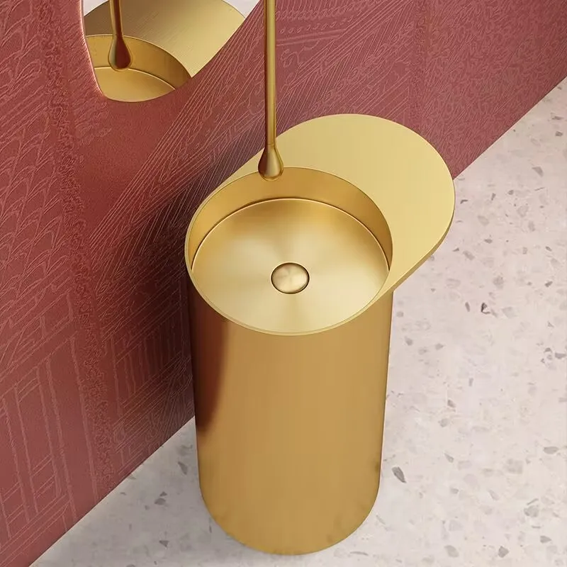 

Modern New 304 Stainless Steel Kick Resistant Wash Basin Nordic Column Basin Bathroom