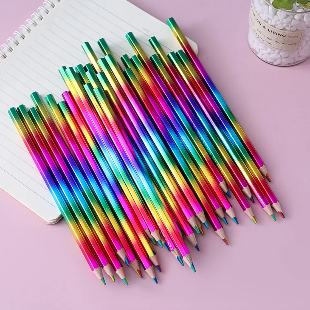 12-36 Pcs Four Colors Same Core Rainbow Pencils Children's Birthday Party Back To School Gift Pinata Filler Kindergarten Reward