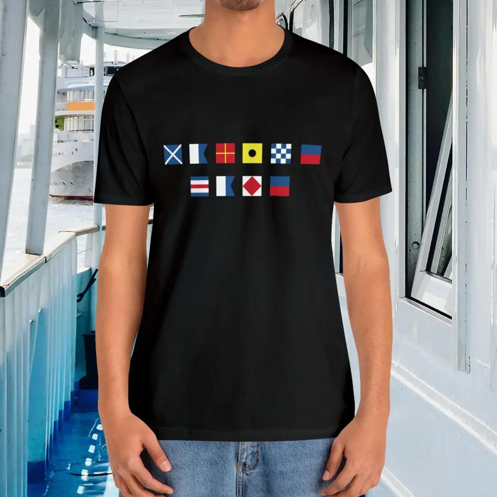 Personalized Nautical Signal Flags T Shirt Custom Maritime Flag Captain for Sailing Boating Enthusiasts vintage Washed homme