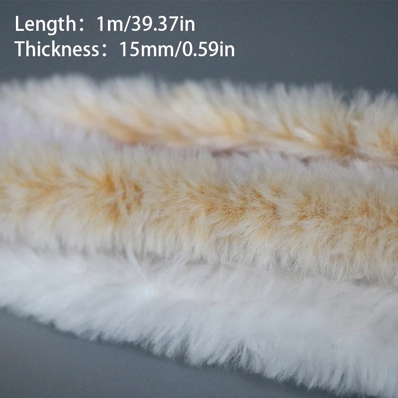 1m 15mm Plush Rabbit Wool Iron Wire Twist Stick Thread Ribbon Bar Strip Stick String DIY Crafts Toys Material Accessories