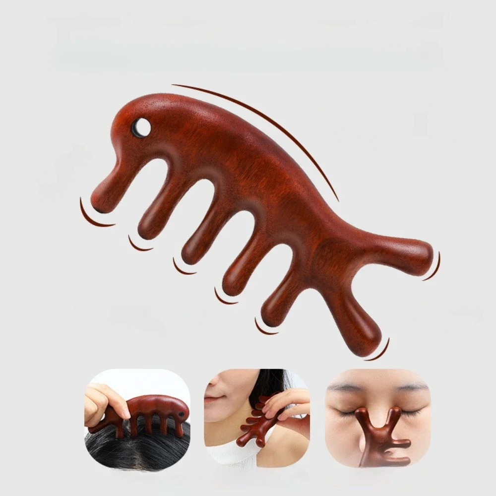 Sandalwood Massage Comb, Five-Tooth Whale Comb, Scalp Scraping Head Massager, Relaxing Body Massage Tool for Hair  Wellness image 6
