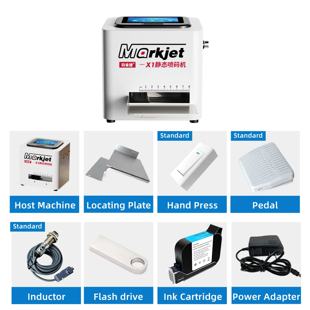 Impresora de inyección de tinta estática de escritorio, máquina de codificación automática de acero inoxidable con logotipo de código de barras,