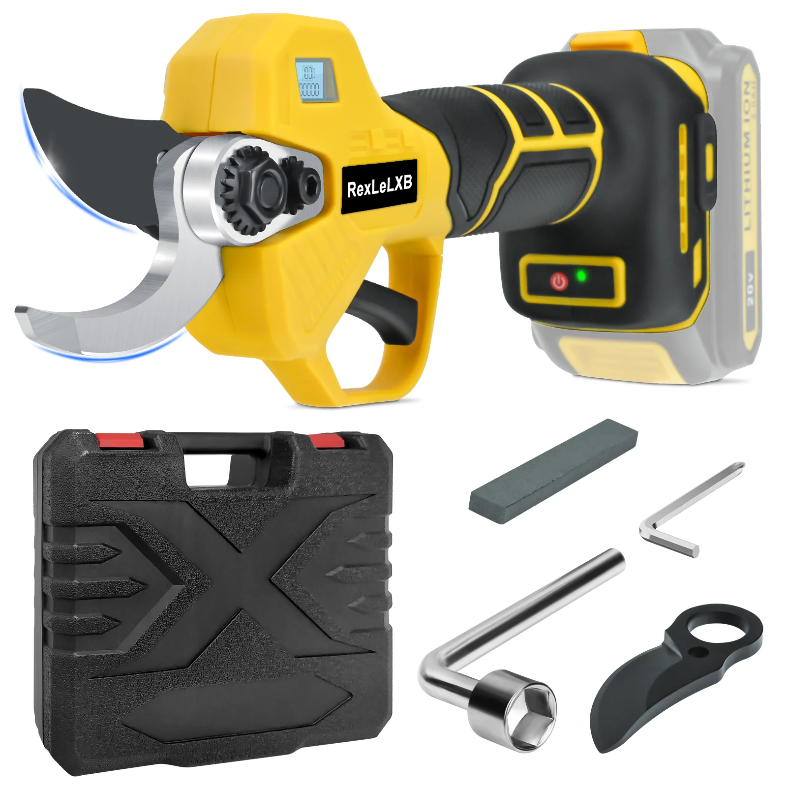 Tesoura de poda elétrica sem fio, 25mm, 480w, sem escova, 2 engrenagens, display lcd, podador de jardim para bateria dewalt (sem bateria)