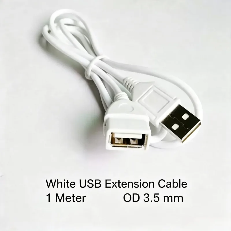 USB 2.0 Type A Male to Female Extension Cable 1M White Cord for PC Laptop U Disk Keyboard Mouse Printer