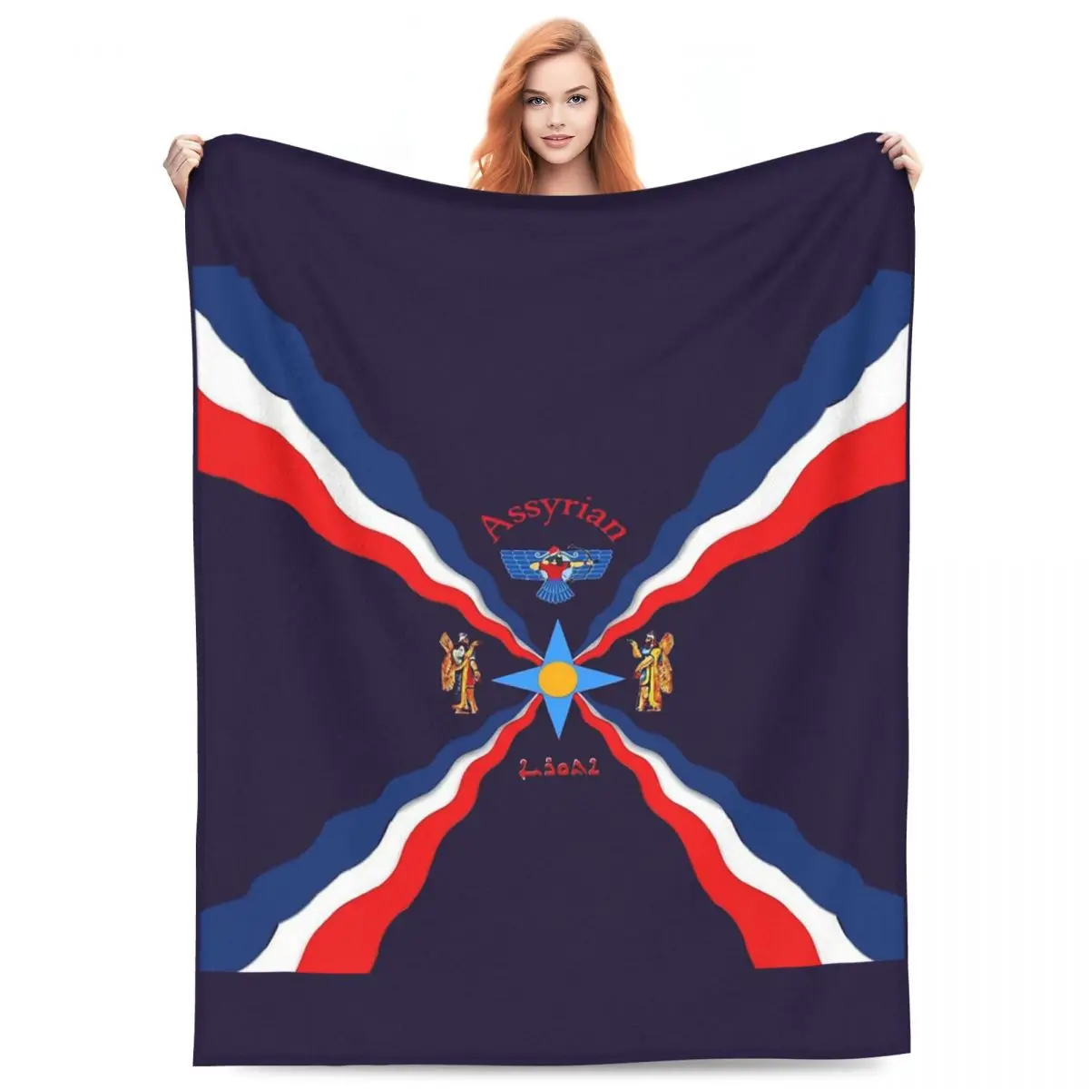 Luxury Assyrian Suryoyo Flag Blankets Fleece Sofa Throw Blanket Multi-function for Home Bedroom Office Throws Bedspread Quilt