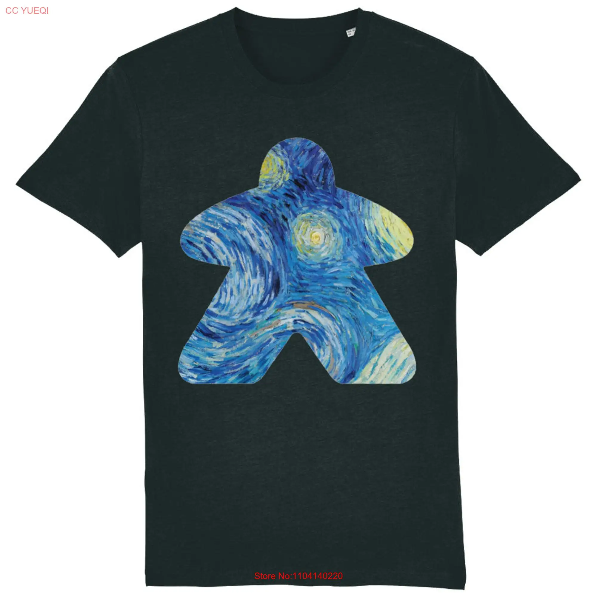 Starry Night Meeple T Shirt Board Games Meeples Art Tabletop Gaming Geek Comedy Unique Artwork Funny Van Gogh Cool Print