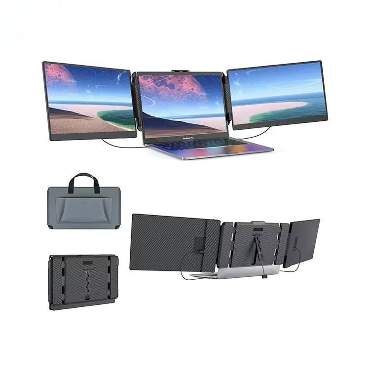 

Factory 14inch Triple Laptop Screen Extender Dual 1080P Ultra Slim Portable Trifold For Gaming Business