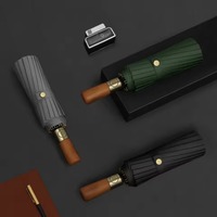 Automatic Folding Umbrella Extra Large Folded Umbrella Wooden Handle  Durable and Large-sized Sun-protective Automatic Umbrella