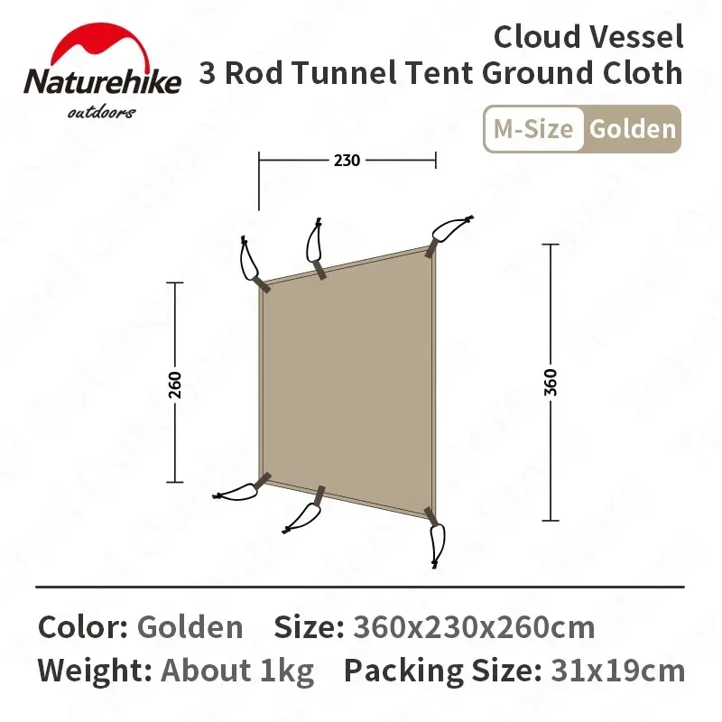 

Naturehike NH20ZP015 L/M Size 3 / 4 Pole Tunnel Tent Mat Camping Ground Cloth Waterproof Floor Mat Tent Accessories