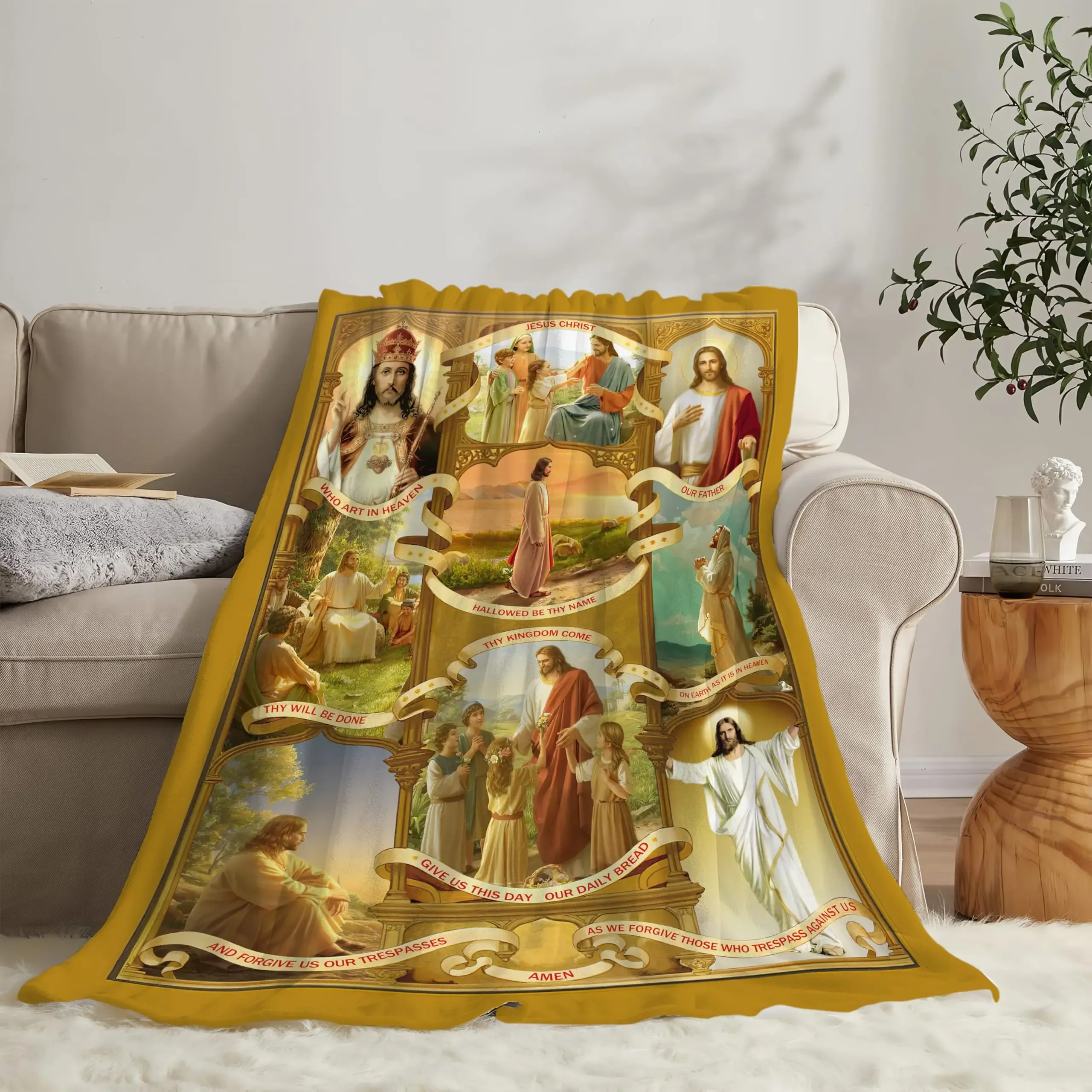 Jesus Catholic Gifts Throw Blanket Ultra Soft Warm Flannel Divine Mercy Blanket Religious Christian Gifts for Women Men Blankets