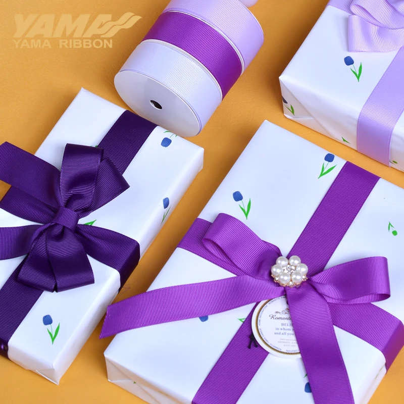 YAMA 25 28 32 38mm 100 yards/lot Blu Viola Commercio All\'ingrosso Grosgrain Del Nastro per il Vestito Fai Da Te Accessori Casa decorazione di