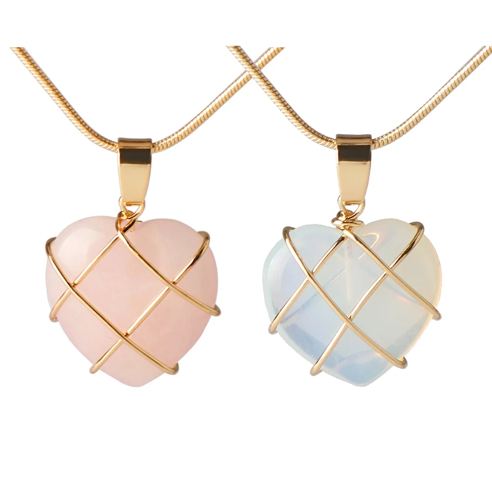 الوردي أوبال القلب قفل قلادة قلادة للنساء ، القلعة قلادة للفتيات ، ارتفع الكوارتز ، باربي مجوهرات اكسسوارات