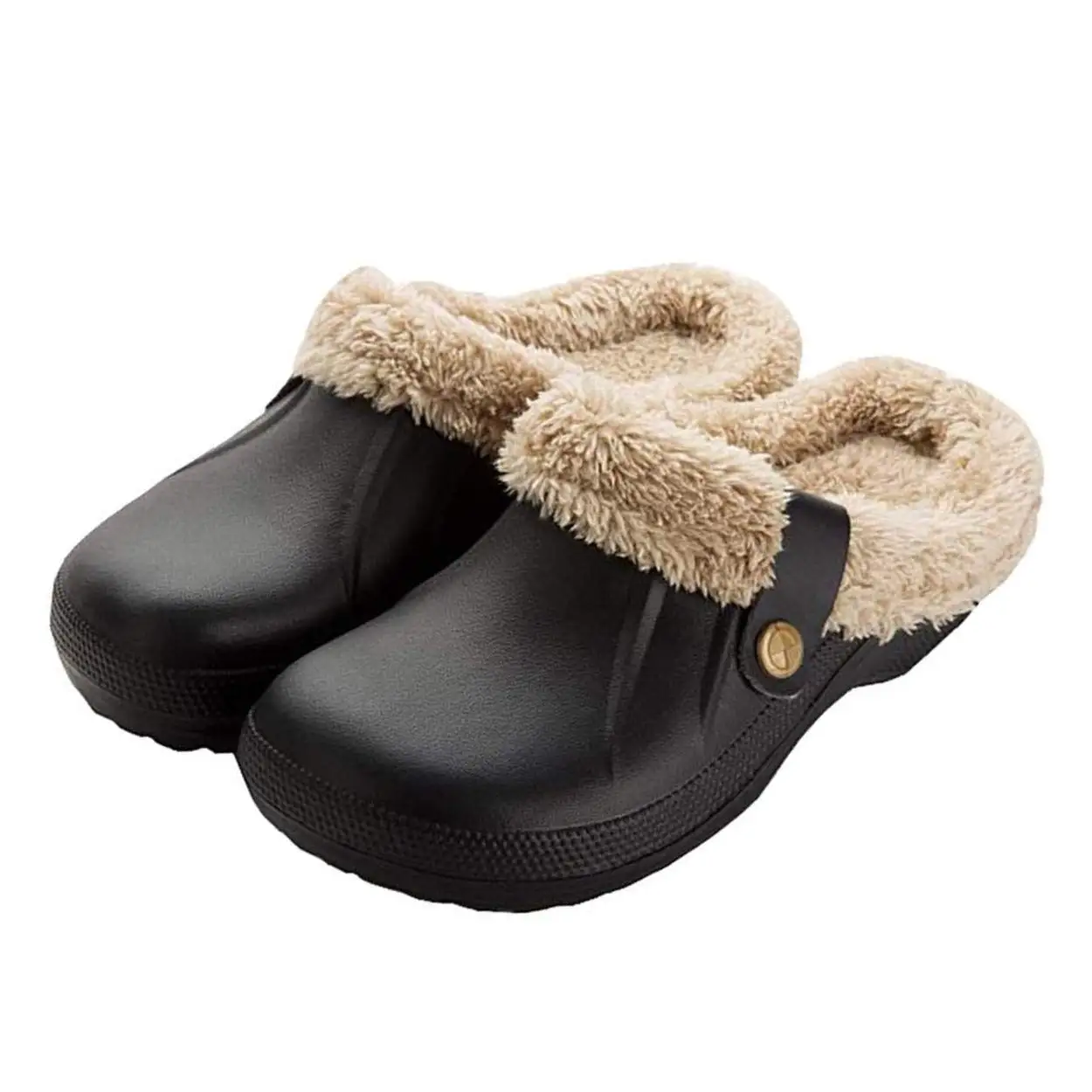 

Women Fur Clogs Slippers Fashion Fuzzy Men Garden Shoes Outdoor Waterproof House Shoes Winter Antiskid Work Men Shoes