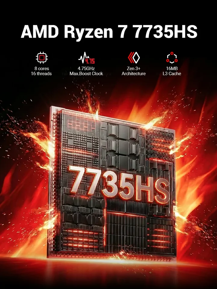 FIREBAT MINI PC A6 AMD Ryzen 7 7735HS DDR5 16GB RAM 512GB SSD