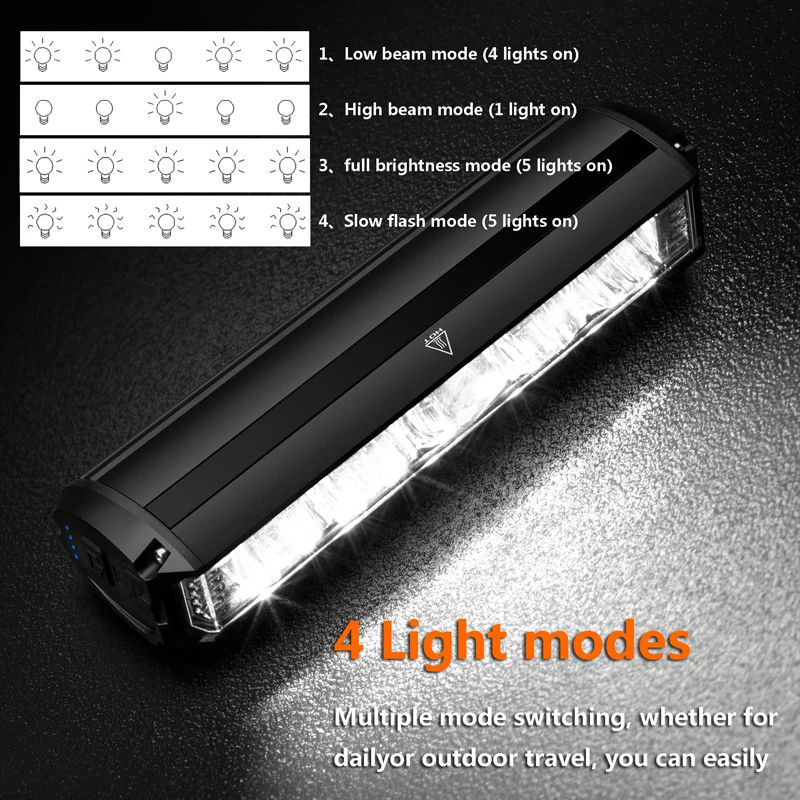 8000mAh 5 LED 5*P90 Bike Light Waterproof USB Rechargeable LED Bicycle Light 5200 Lumens Flashlight and Headlamp As Power Bank