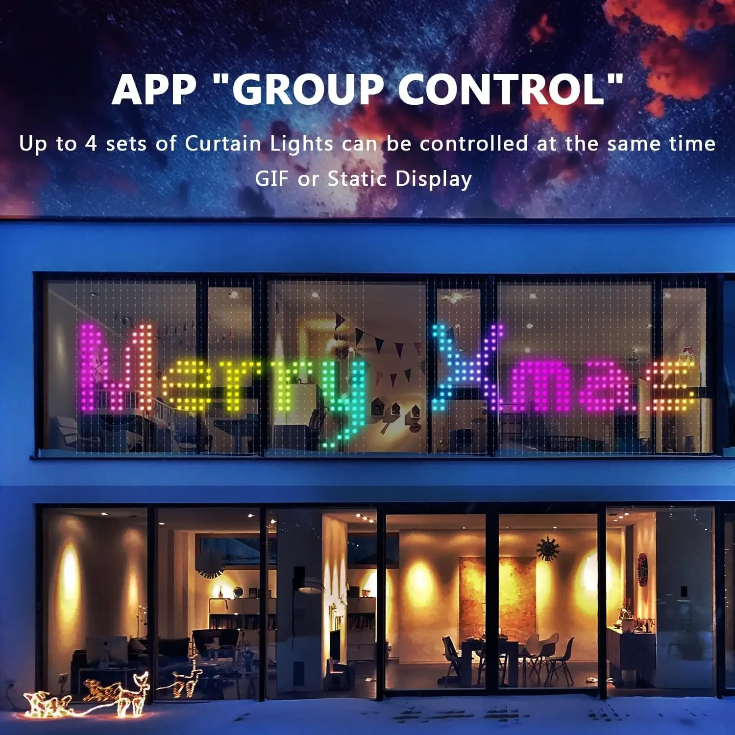 Imagem -06 - Led Window Curtain String Light Smart App Guirlanda Rgb Programável Luzes do Quarto Decoração de Natal 400leds