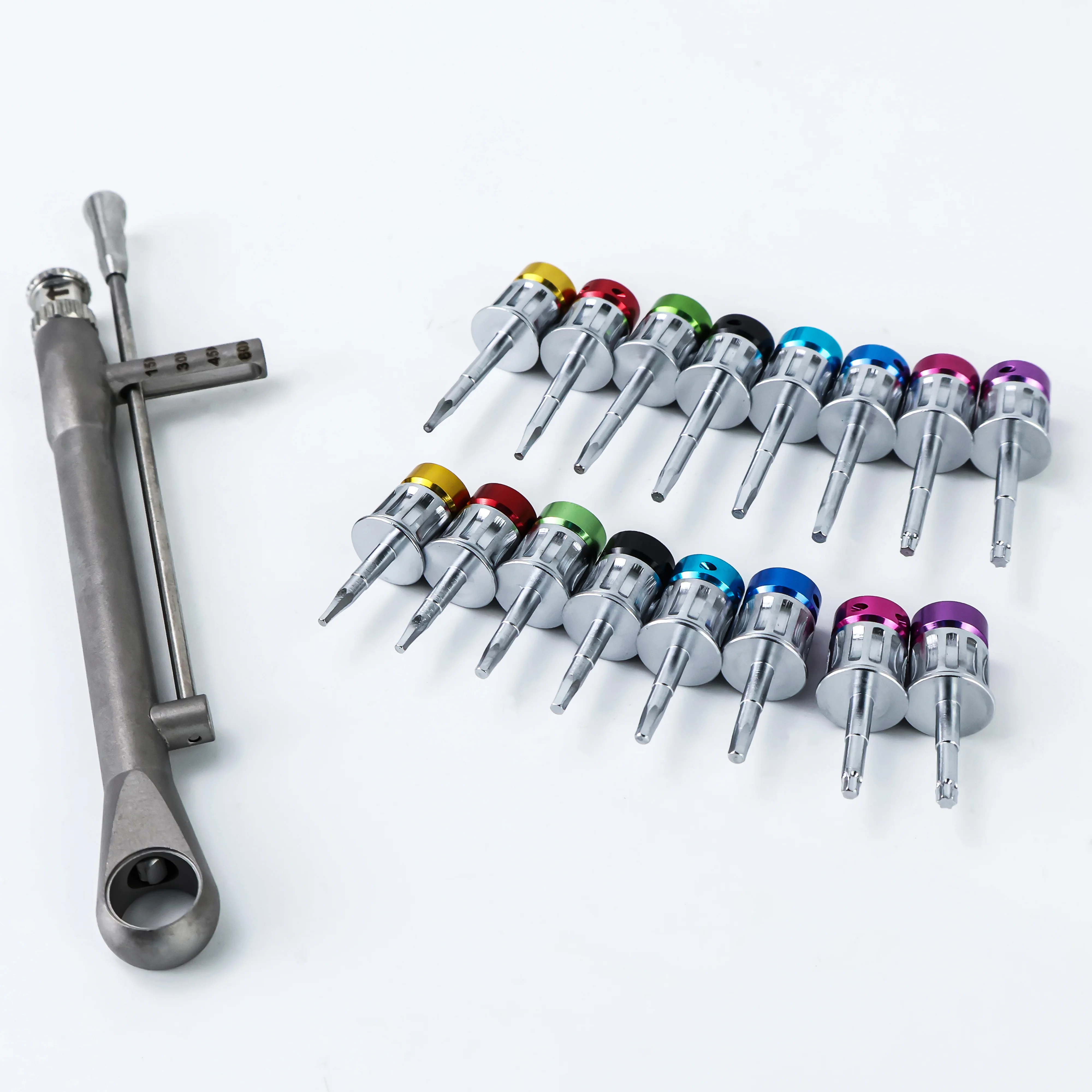 Dental Implant Screw Driver Colorful Torque Wrench with 16Pcs Screw Driver Universal Restoration Dentistry Tools Kit