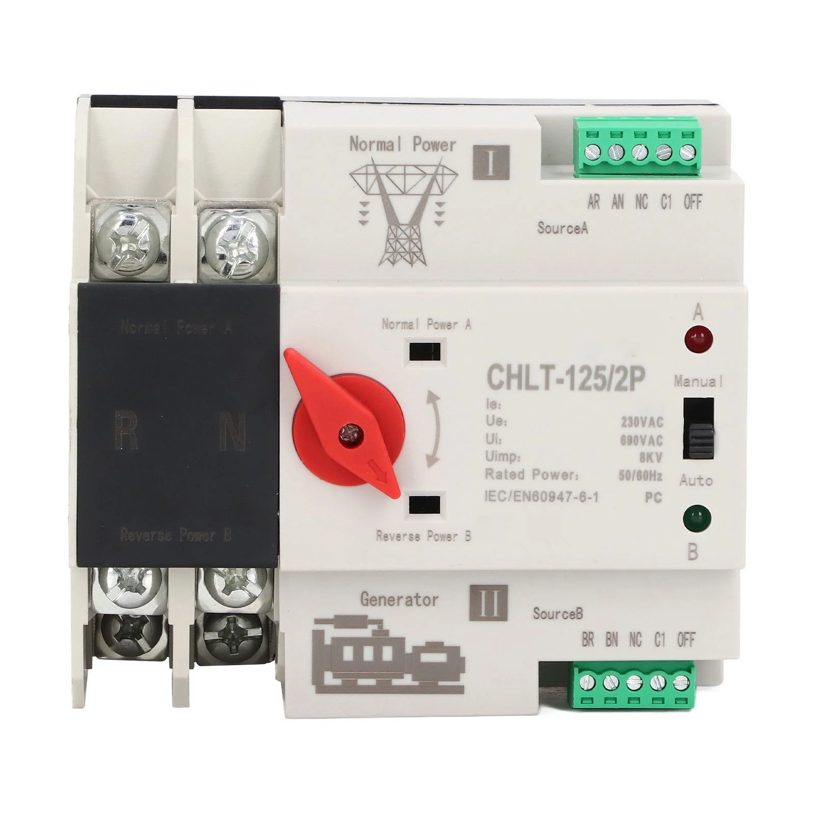 Dual Power Automatic Transfer Switch Flame Retardant Dual Power Switch for Shopping Mall AC230V