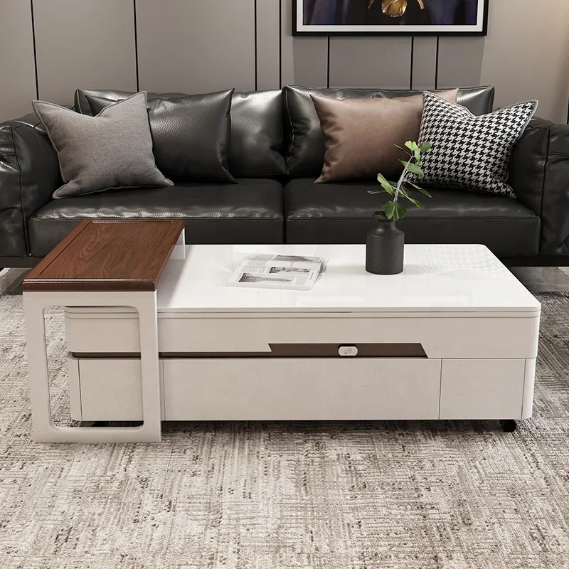 

#Modern Furniture Height Adjustable Wood Convertible Dining Table Top Smart Lift Coffee Table
