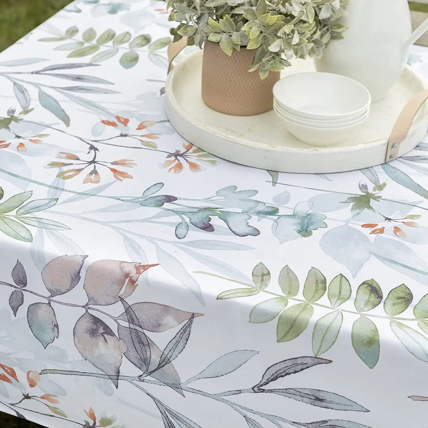 Summer Plant Flower Print Simplicity Tablecloth Suitable Kitchen Table Picnic Home Decoration Waterproof Polyester Tablecover