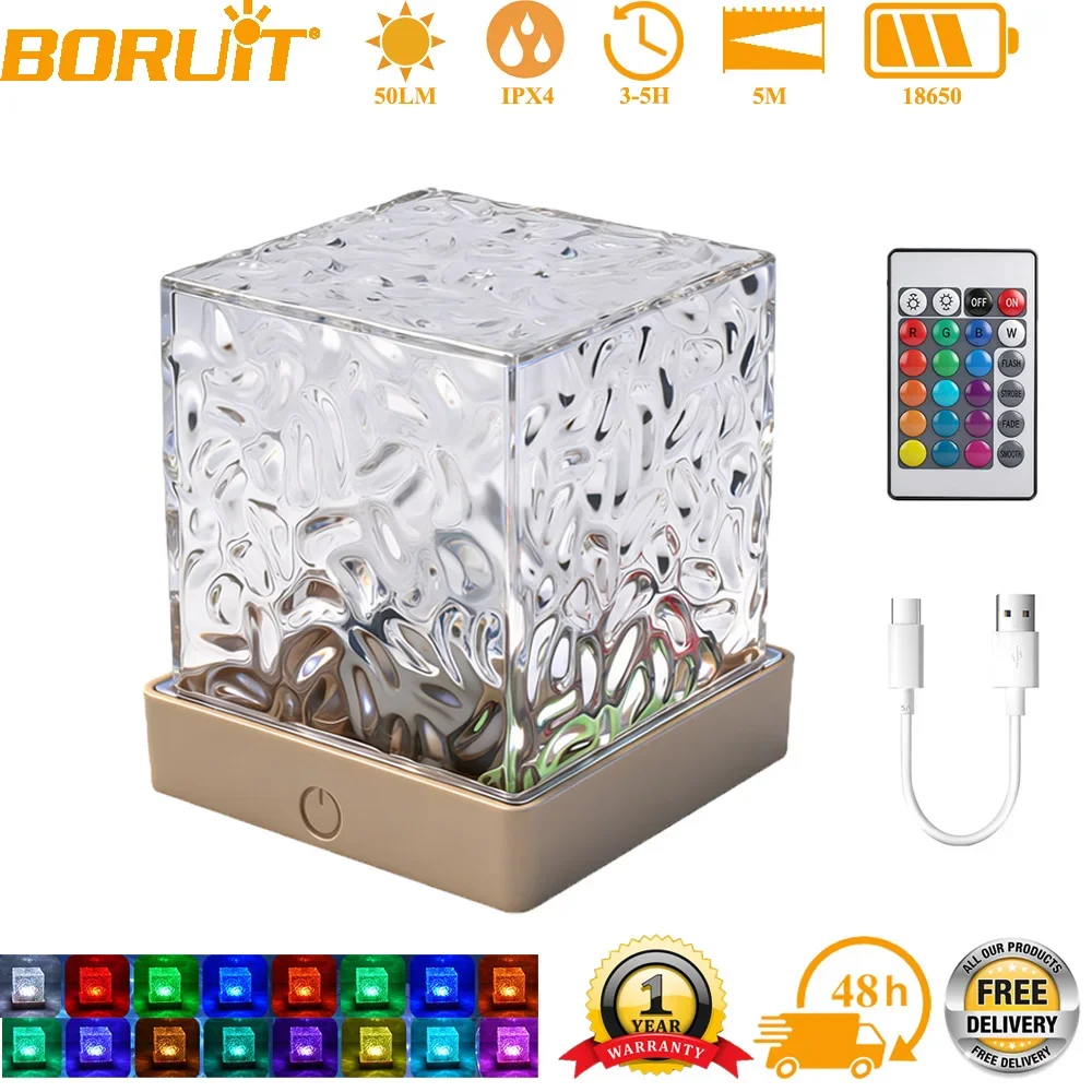 boruit-16-色オーシャンウェーブオーロラプロジェクターライトタッチ-led-ナイトライトリモート調光可能自動回転リビングルーム研究用