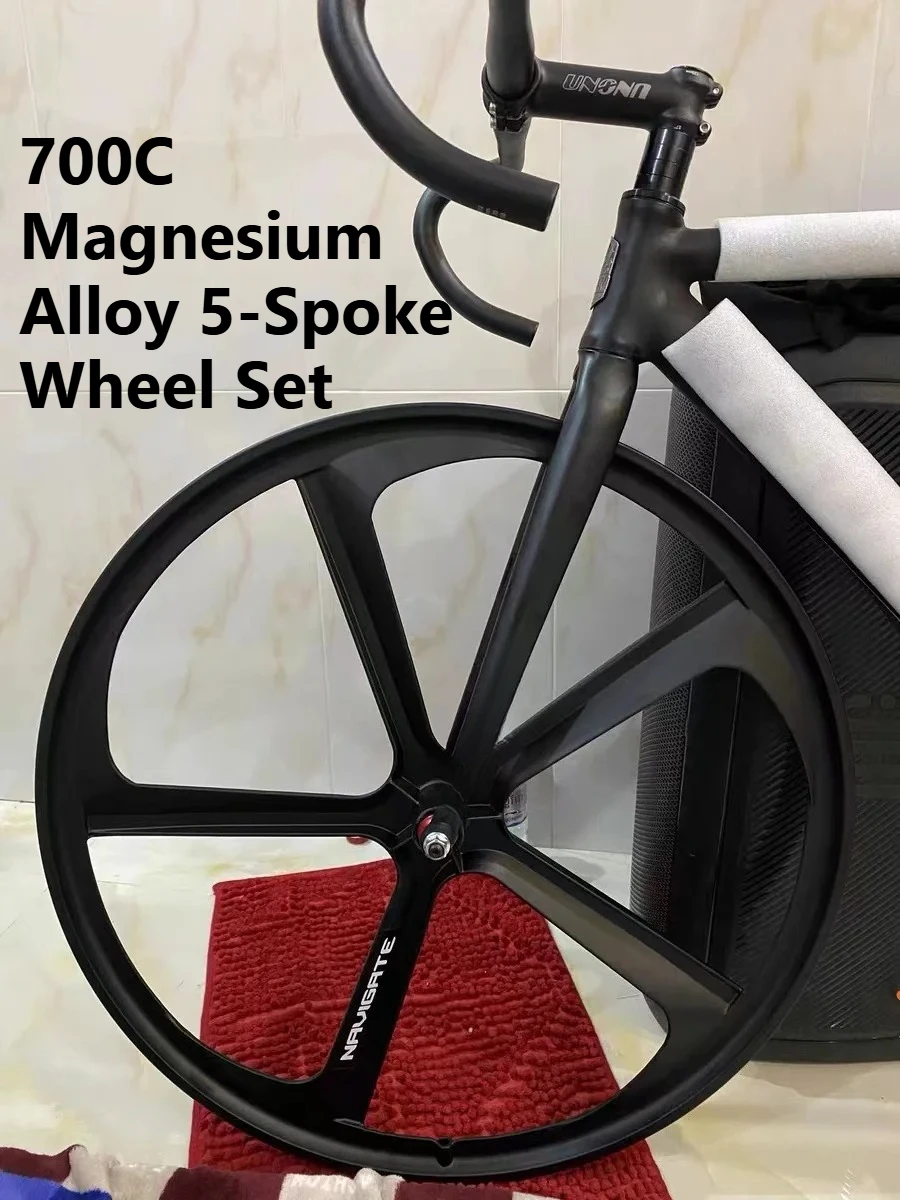 MAGICBROS Bicycle Wheel 700C V Brake Magnesium Alloy 5 Spokes Single Speed Wheel Fixie Track Bike Front Rear Fixed Gear Wheelset