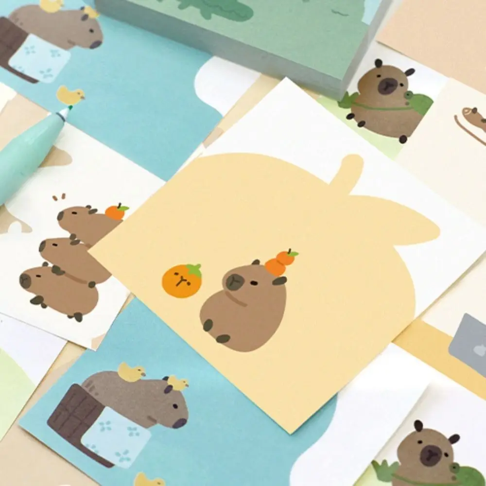 Bloc de notas de Capybara para álbum de recortes, libreta de dibujos animados Ins, papel para mensajes Kawaii, suministros escolares, 100 hojas