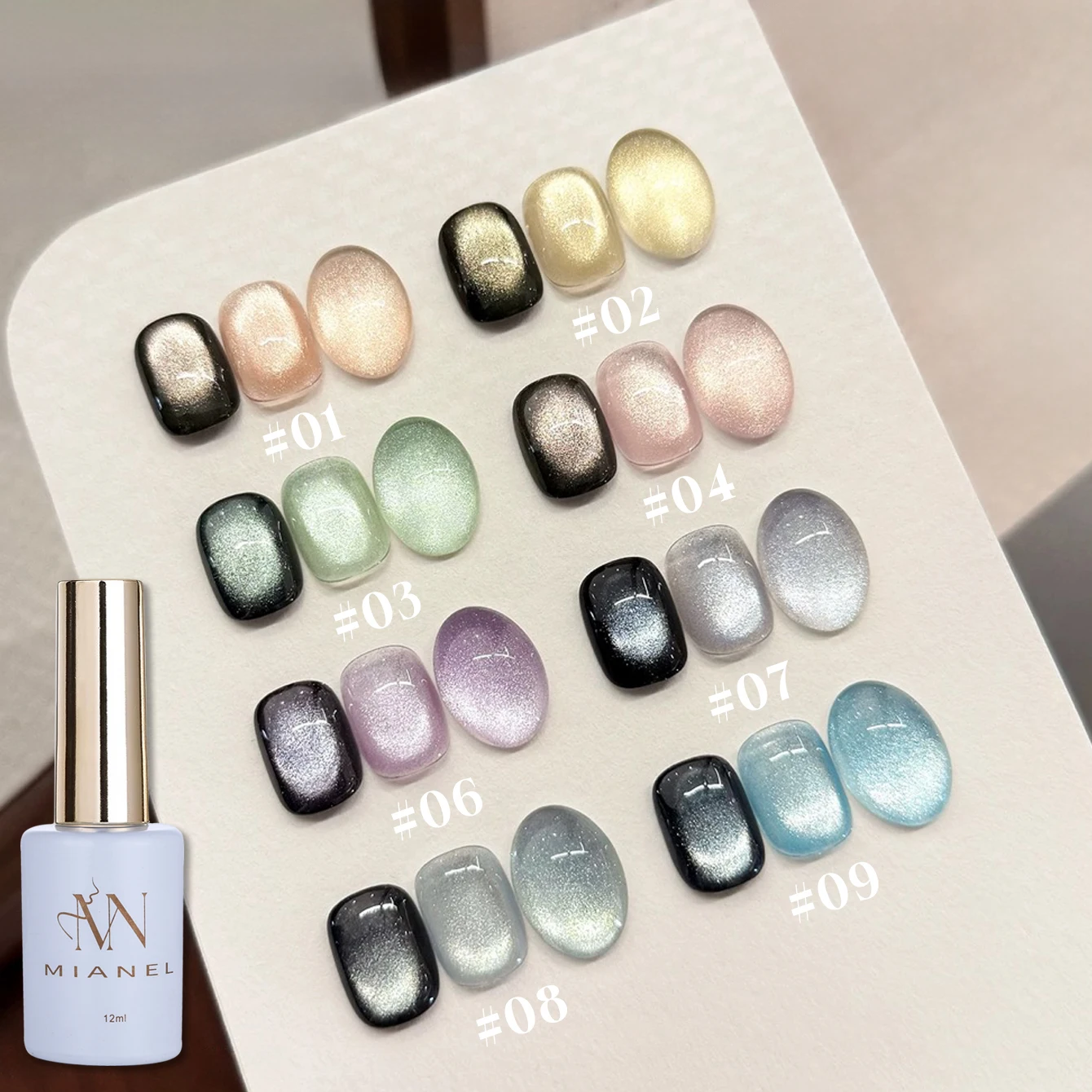 

MIANEL 1pcs 12ML 2025 Summer Ice Clear Tyndall Whitening Cat Eye Magnet Gel Nail Polish UV Light Nails Nail Supplies Blue Nails