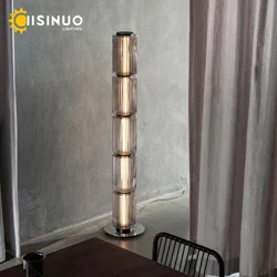 Modern Glass Column Floor Lamp for Living Room LED Minimalist Artisan Crafted Tall Light Fixtures Sleek Stylish Energy Efficient