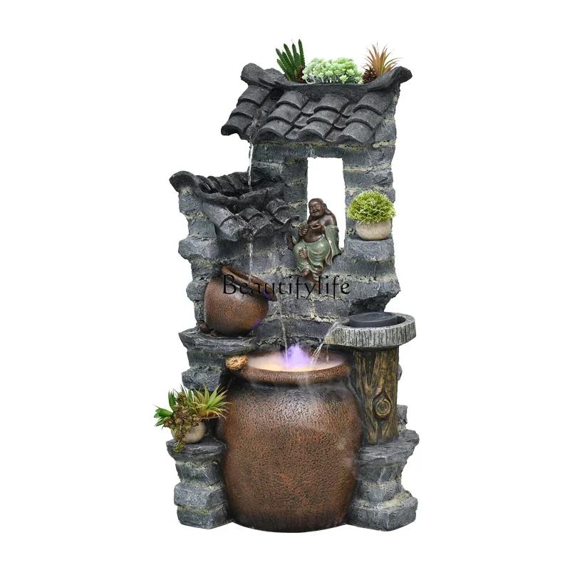 

P13Jucai rockery flowing water garden courtyard tea room decoration corner landscape floor ornament