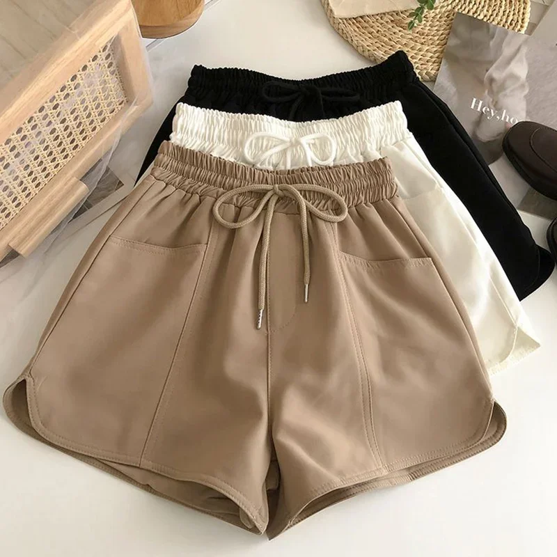 

Горячая распродажа: летние женские однотонные свободные шорты, классические повседневные джоггеры с высокой талией, удобные широкие шорты для девушек