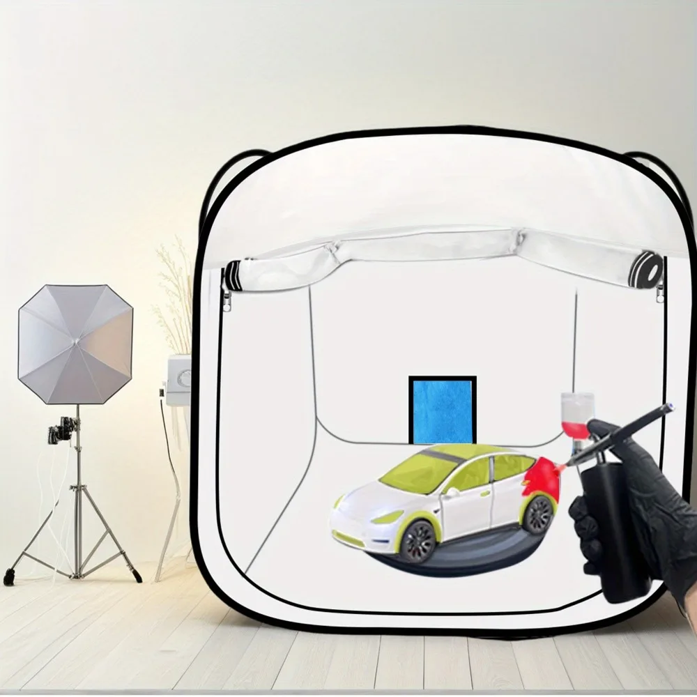 ポップアップ式塗装ブース-30x30x30インチ-ポータブルエアブラシスプレーテント-メッシュドアとメッシュ窓付き-塗装作業用