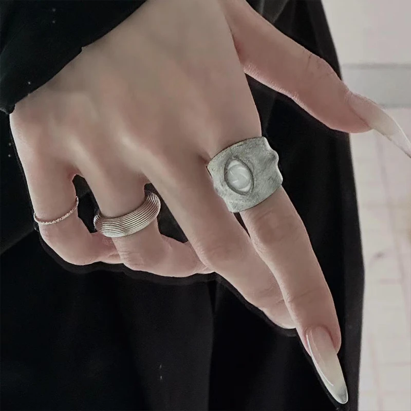 ZHUHE Leather Eye Ring Neo-Gothic Style For Women Men\'s Jewelry Accessories Party Gifts