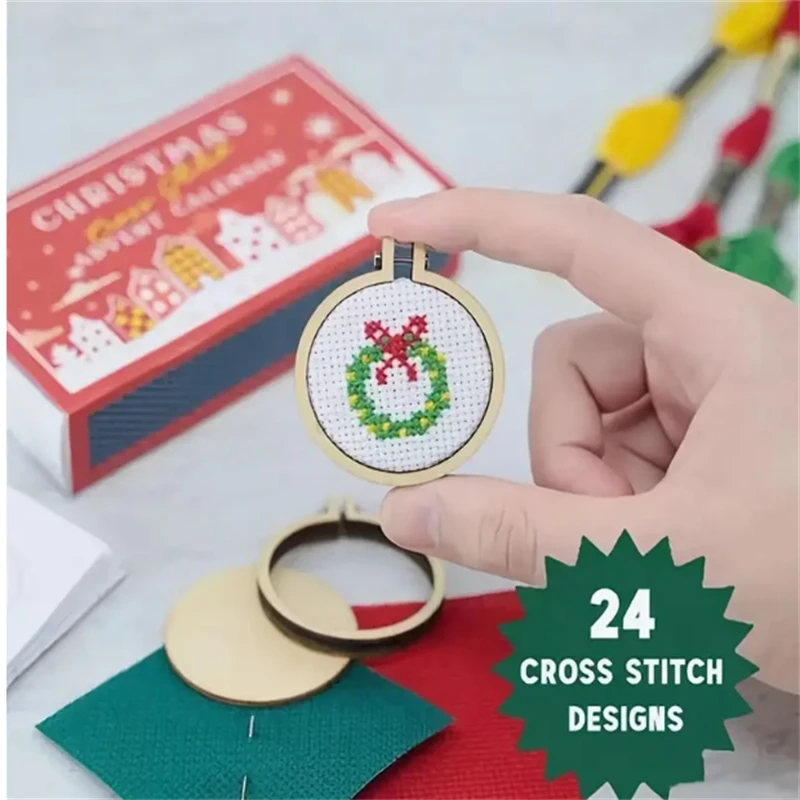 

Handmade Christmas Embroidery Kit DIY Stitch Advent Calendar With Patterns For Beginners Holiday Craft Xmas Gift Set For Adults