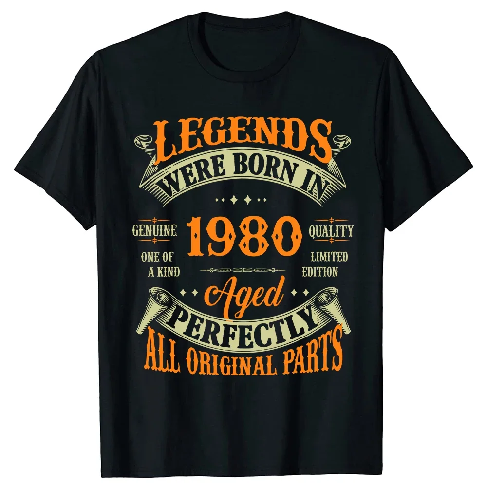 

Vintage Legends Born In 1980 44 Years Old T Shirt Men Cotton T-shirt Birthday Retro Anniversary Tees Top Streetwear Tshirts