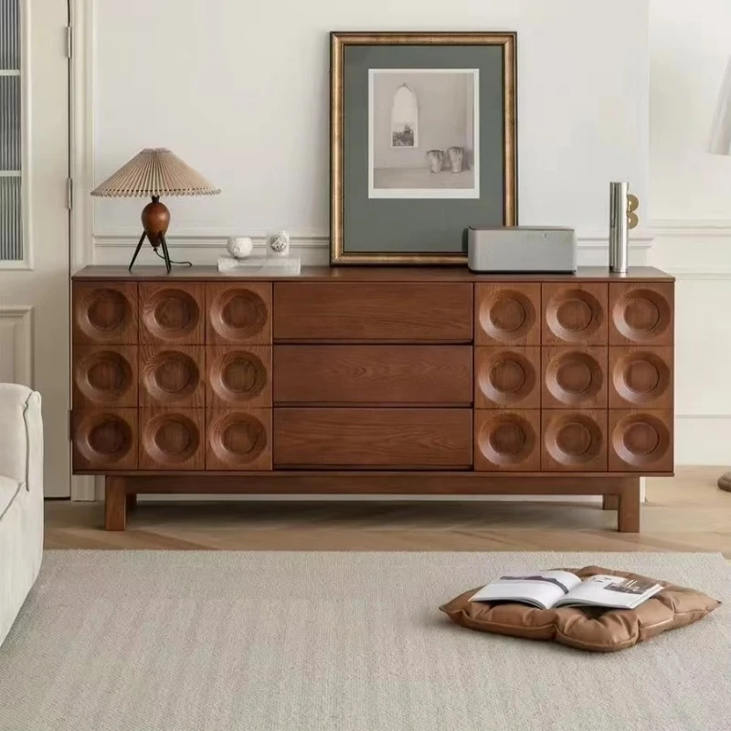 Modern Design Farmhouse Style Solid Wood Media Cabinet Bedroom Dark Acacia Locker Antique Living Room Hotel Side Cabinet