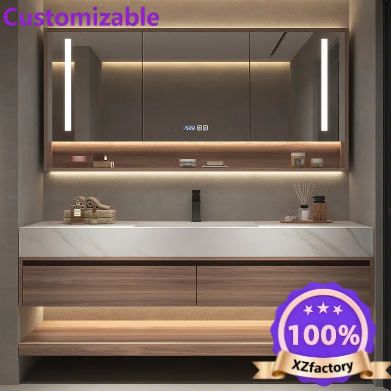 Factory Direct 2026 Slate seamless ceramic integrated basin bathroom cabinet combination modern simple bathroom washbasin washba