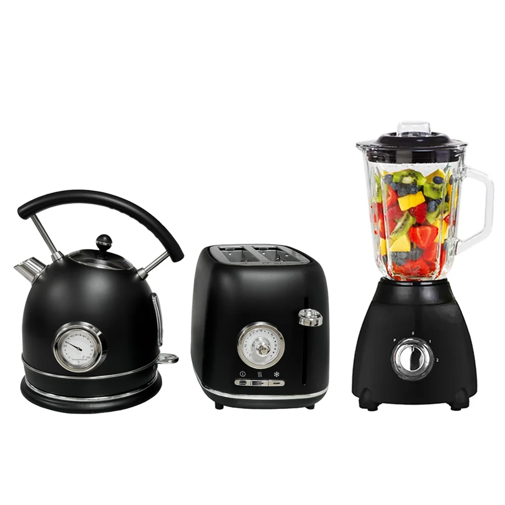 

Kettle Electric Home Appliance Sets Retro Toaster Stainless Steel Blender Electric Kettle and Toaster Set