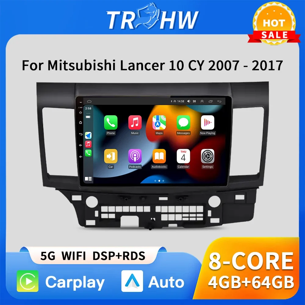 

Carplay Car Radio for Mitsubishi Lancer 10 CY 2007 - 2017 Multimedia Video Player NO 2 Din GPS IPS 4G Stereo DVD