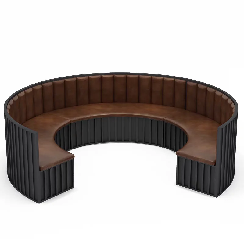 Light luxury industrial retro semi-circular sofa booth Pu leather combination round sofa restaurant booth restaurant seat sofa