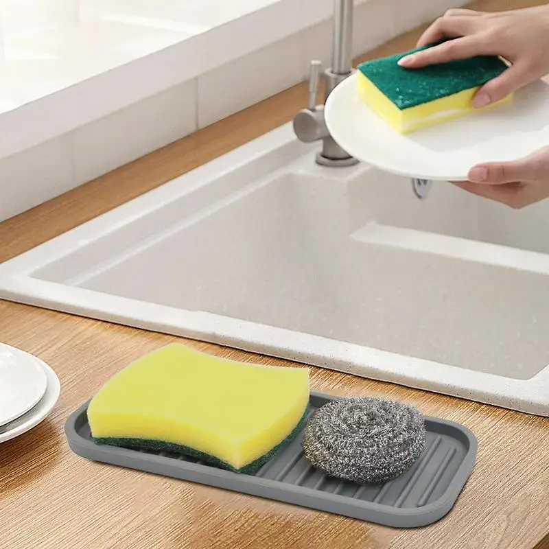 Kitchen Sink Splash Guard Reusable Quick Drying Silicone Kitchen Sink Tray Bathroom Supplies Dish Drying Pad For Chinese New